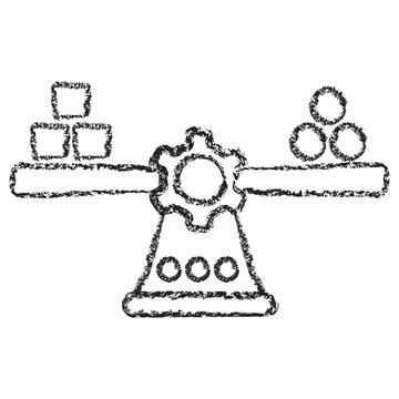 Vector AI data balancing icon with scales and gear Stock Illustration