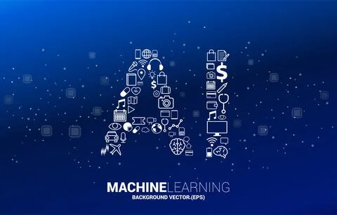 Vector AI from functional icon. Concept for machine learning and artificial i Stock Illustration