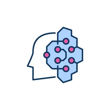 Vector AI Head with Circuits concept colored icon or sign Stock Illustration