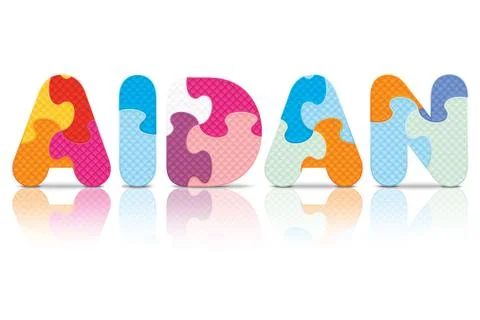 Vector aidan written with alphabet puzzle Stock Illustration
