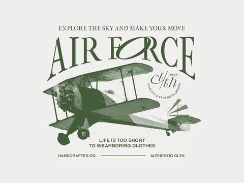 Vector air force emblem biplane label air force badges vector illustration Stock Illustration