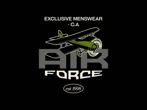 Vector air force emblem biplane label air force badges vector illustration Stock Illustration