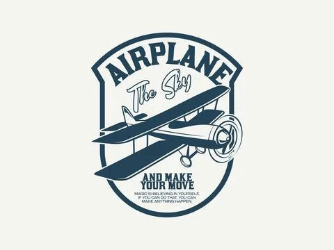Vector air plane emblem biplane label air plane badges vector illustration Stock Illustration