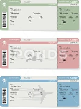 Vector airline passenger boarding pass tickets Stock Illustration