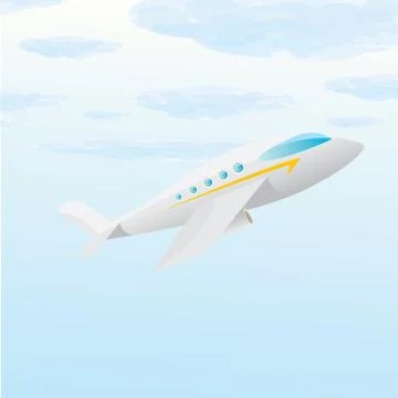 Vector airplane icon. cartoon plane in blue sky 库存插图