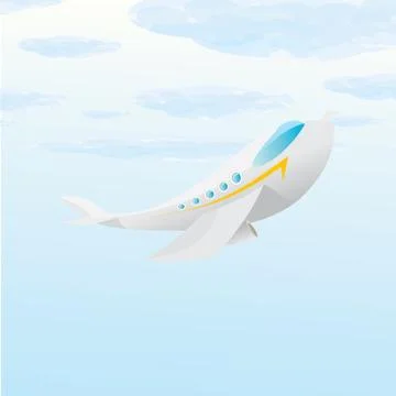 Vector airplane icon. cartoon plane in blue sky Stockillustratie