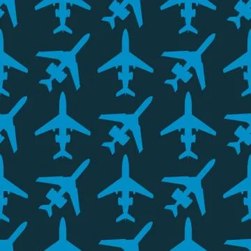 Vector airplane illustration seamless pattern background aircraft transportation Stock Illustration