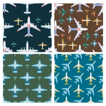 Vector airplane illustration seamless pattern background aircraft transportation Stock Illustration