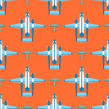 Vector airplane illustration seamless pattern background aircraft transportation 스톡 일러스트