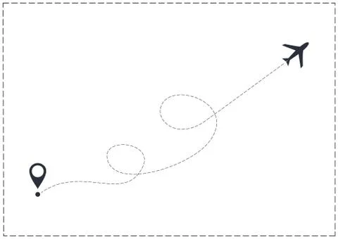 Vector airplane line path of air plane flight route with start point and dash Stock Illustration