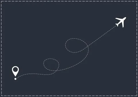 Vector airplane line path of air plane flight route with start point and dash Stockillustratie