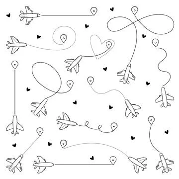 Vector airplane routes set Illustrazione stock