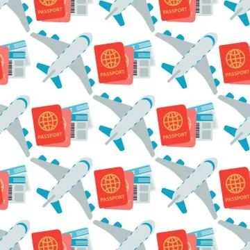 Vector airplane seamless pattern background illustration plane passenger white Stockillustratie