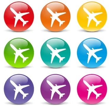 Vector airplane set icons Stock Illustration