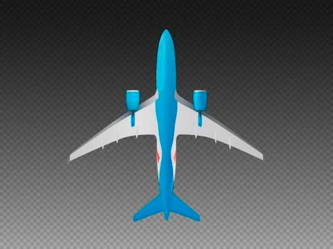 Vector airplane on a transparent background. Bottom view Stock Illustration