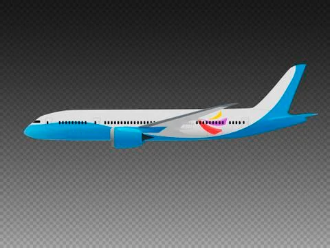Vector airplane on a transparent background. Side view Stock Illustration
