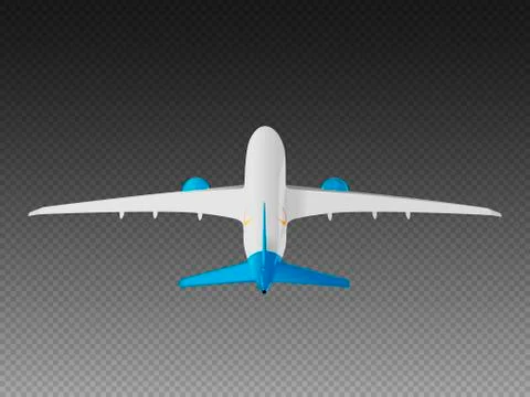 Vector airplane on a transparent background. Take-off back view Stock Illustration