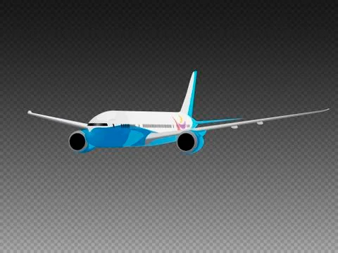 Vector airplane on a transparent background. Three quarter view Stock Illustration