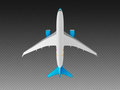 Vector airplane on a transparent background. Top view Stock Illustration