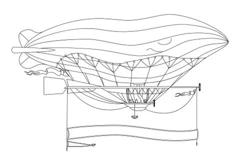Vector airship, zeppelin, dirigible Stock Illustration