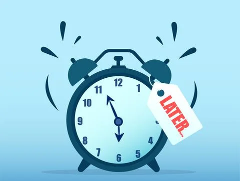 Vector of an alarm clock with a later note written on it Stock Illustration