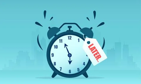 Vector of an alarm clock with a later note written on it Stock Illustration