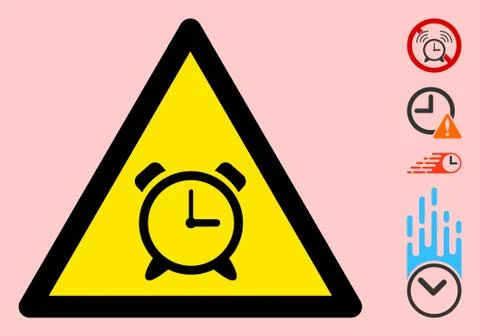 Vector Alarm Clock Warning Triangle Sign Icon Illustrazione stock