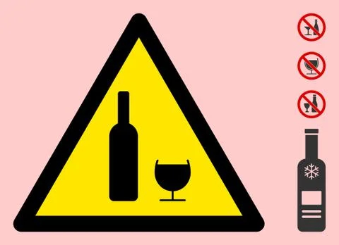 Vector Alcohol Drinks Warning Triangle Sign Icon Illustrazione stock