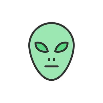 Vector alien head flat color line icon. Stock Illustration