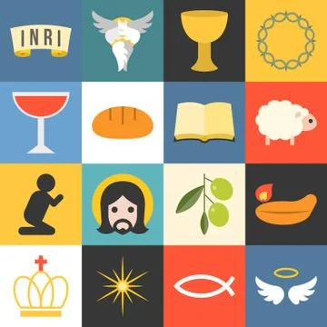 Vector all about jesus, seraphim,angle and bible, flat design Illustrazione stock
