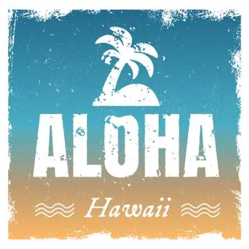 Vector aloha with hot beach colors, retro background. 스톡 일러스트