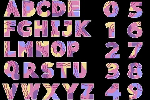 Vector alphabet and numbers in retro style. Stock Illustration