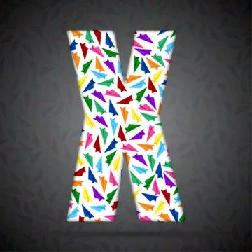 Vector alphabet with elements of paper airplanes. Stock Illustration