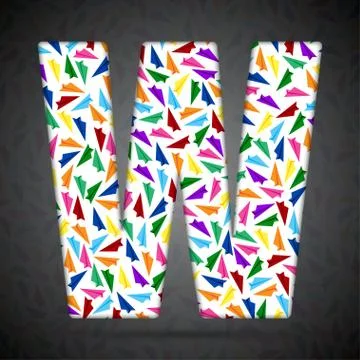 Vector alphabet with elements of paper airplanes. Stock Illustration