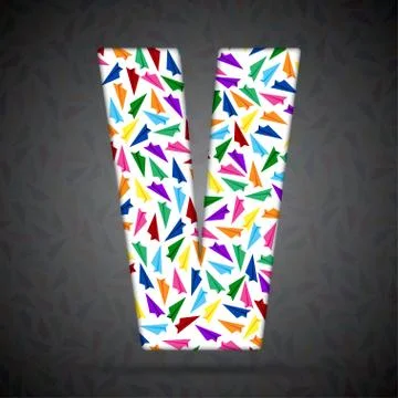 Vector alphabet with elements of paper airplanes. Illustrazione stock