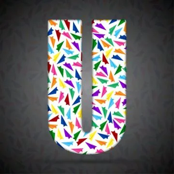 Vector alphabet with elements of paper airplanes. Stock Illustration