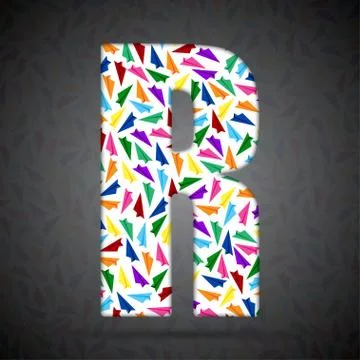 Vector alphabet with elements of paper airplanes. Stock Illustration