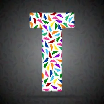 Vector alphabet with elements of paper airplanes. Stock Illustration