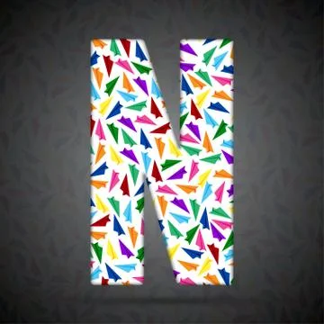 Vector alphabet with elements of paper airplanes. Stock Illustration