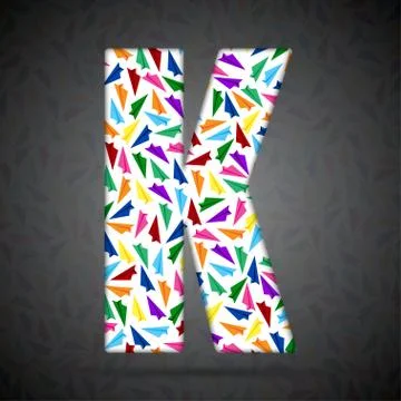 Vector alphabet with elements of paper airplanes. Stock Illustration