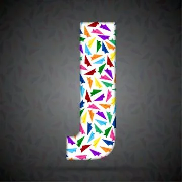 Vector alphabet with elements of paper airplanes. Illustrazione stock
