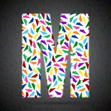 Vector alphabet with elements of paper airplanes. Illustrazione stock