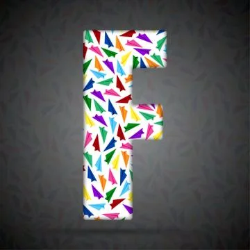 Vector alphabet with elements of paper airplanes. Stock Illustration