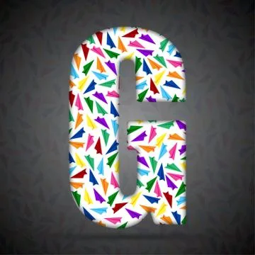 Vector alphabet with elements of paper airplanes. Illustrazione stock
