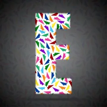 Vector alphabet with elements of paper airplanes. Stock Illustration