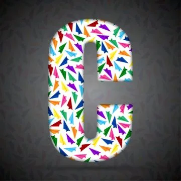 Vector alphabet with elements of paper airplanes. Stock Illustration