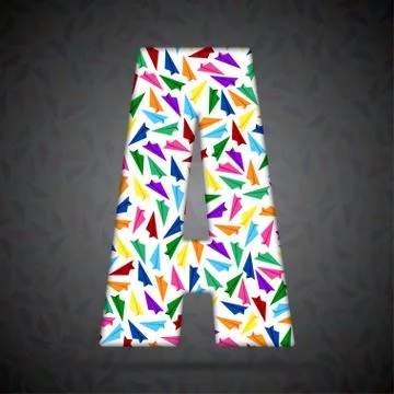 Vector alphabet with elements of paper airplanes. Illustrazione stock