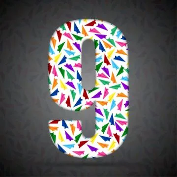 Vector alphabet with elements of paper airplanes. Stock Illustration