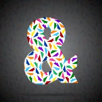 Vector alphabet with elements of paper airplanes. Stock Illustration