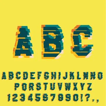 Vector alphabet. Glitch style. Template for design projects. Stock Illustrati Stock Illustration